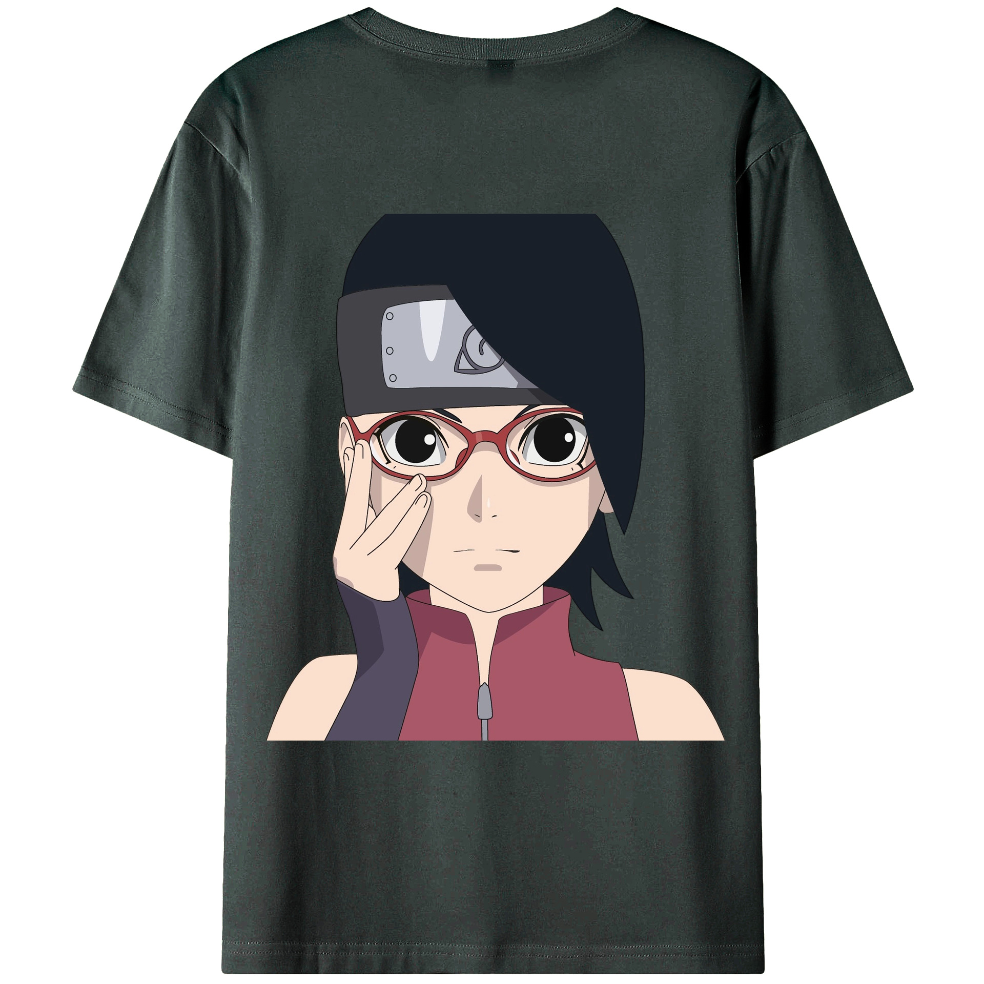 （画像用） NARUTO -ナルト- うちは サラダ Uchiha Sarada 綿100％ メンズ半袖Tシャツ（バックプリント） 通気性